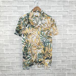 LIBERTINE Men's Floral Print Short Sleeve Button down shirt green white sz S